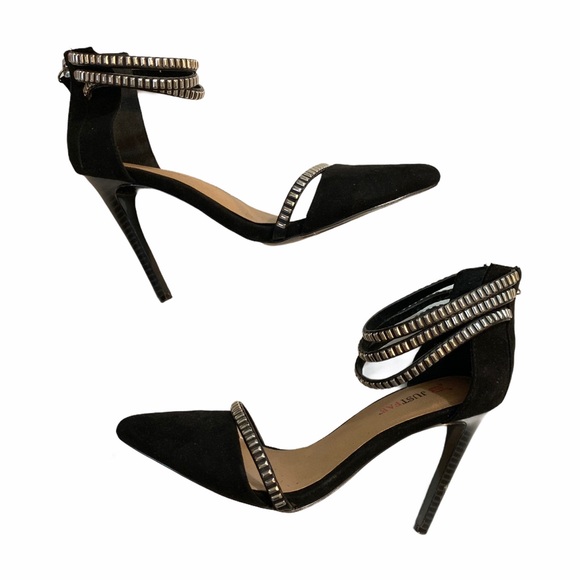 Just Fab Lilou black studded pointy toe heels women’s 7 - Picture 10 of 10